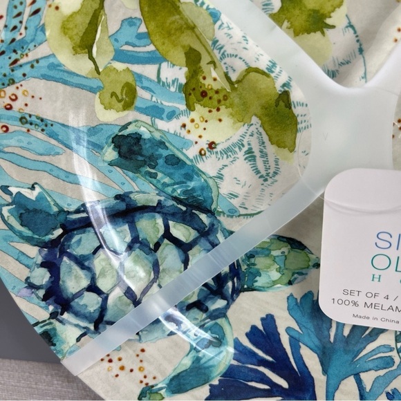 Sigrid Olsen Melamine Salad Plates Sea Life Coastal Blue Green 8.5" Set fo 4 NEW - Picture 3 of 6